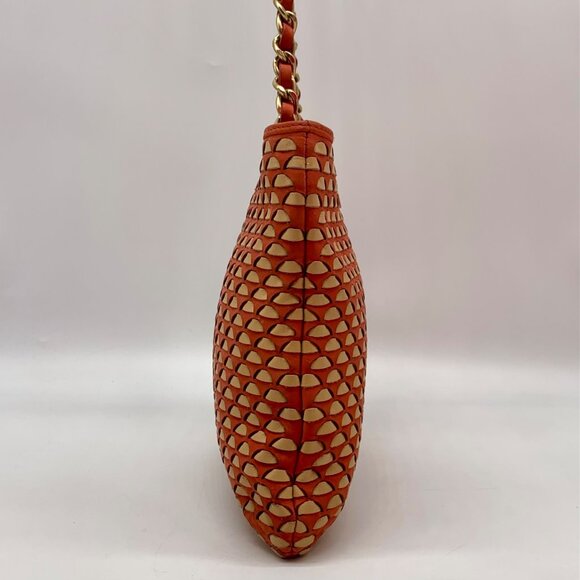 Pour La Victoire Coral & Tan Woven Leather Crossbody Bag - Picture 4 of 12